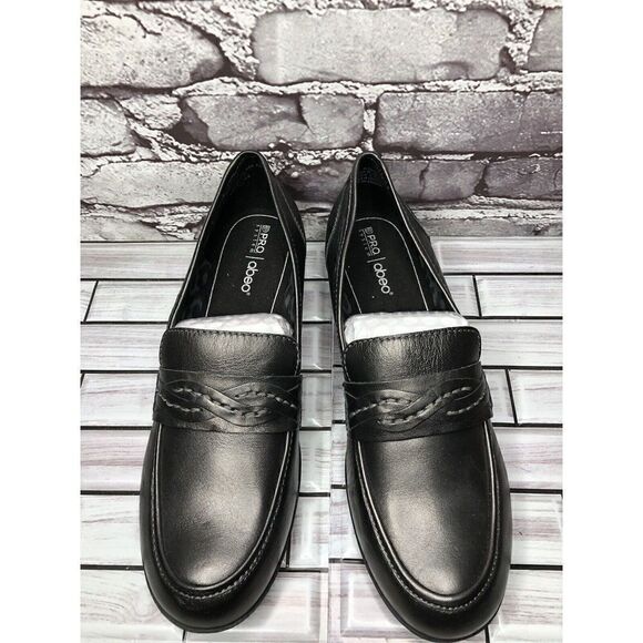 ABEO PRO Jade Comfortable Black Metallic Heel Loafer Shoes Women’s Sz 10US/41EU - Picture 4 of 16